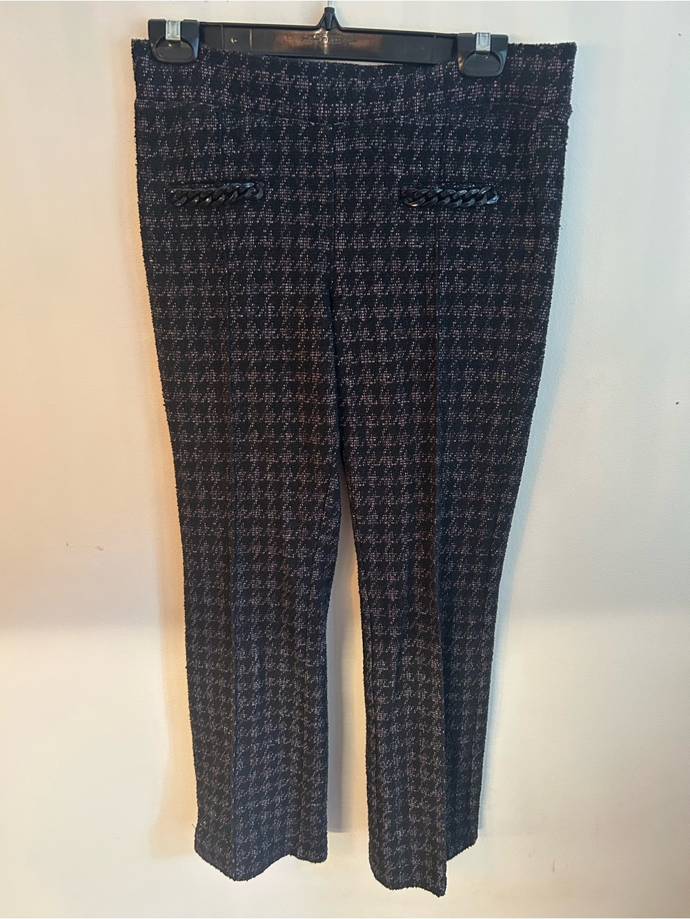 Women's Houndstooth Trousers - Black & Gray
